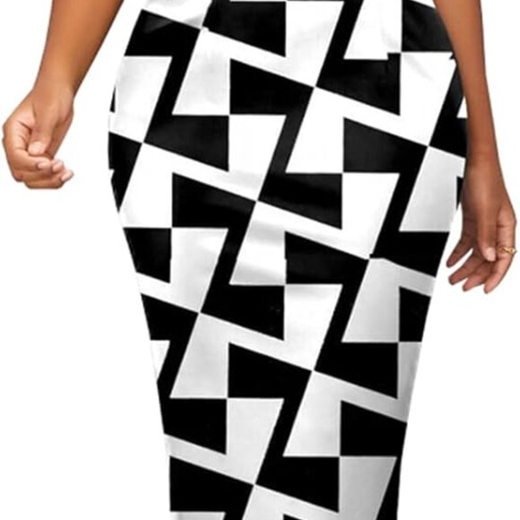 Women's Summer Bodycon Dress Short Sleeve Church Office Party Midi - Picture 1 of 7